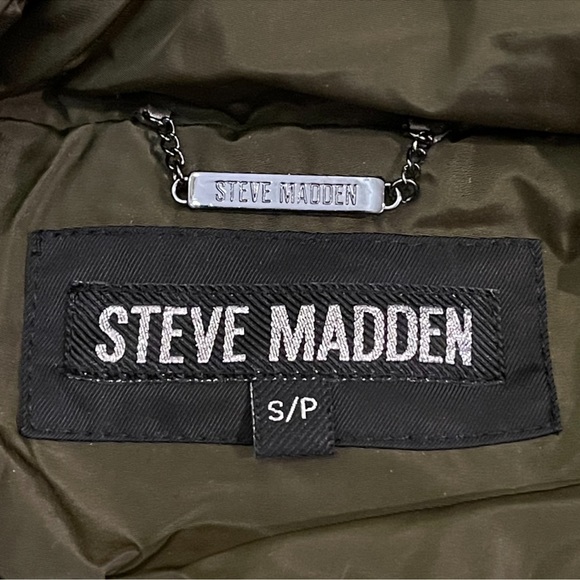 NWT Steve Madden Chevron Quilted Puffer Coat ~ Olive Green - Picture 8 of 16